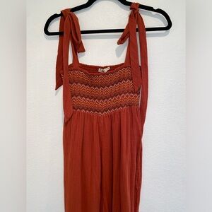 Faherty Eloise Picante Cotton Gauze Smocked Wide Leg Jumpsuit
